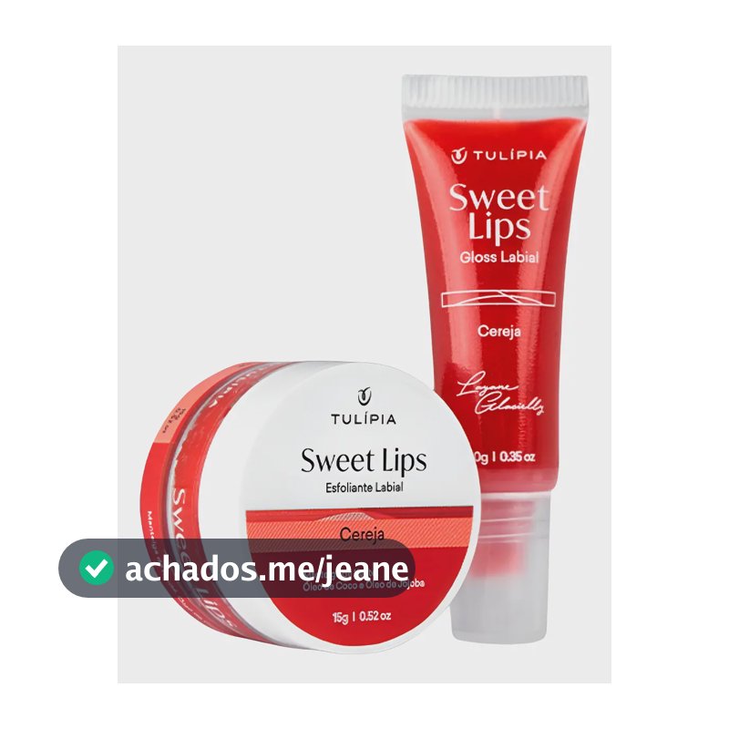 Kit Sweet Lips Cereja Tulipia - Gloss + Esfoliante Labial