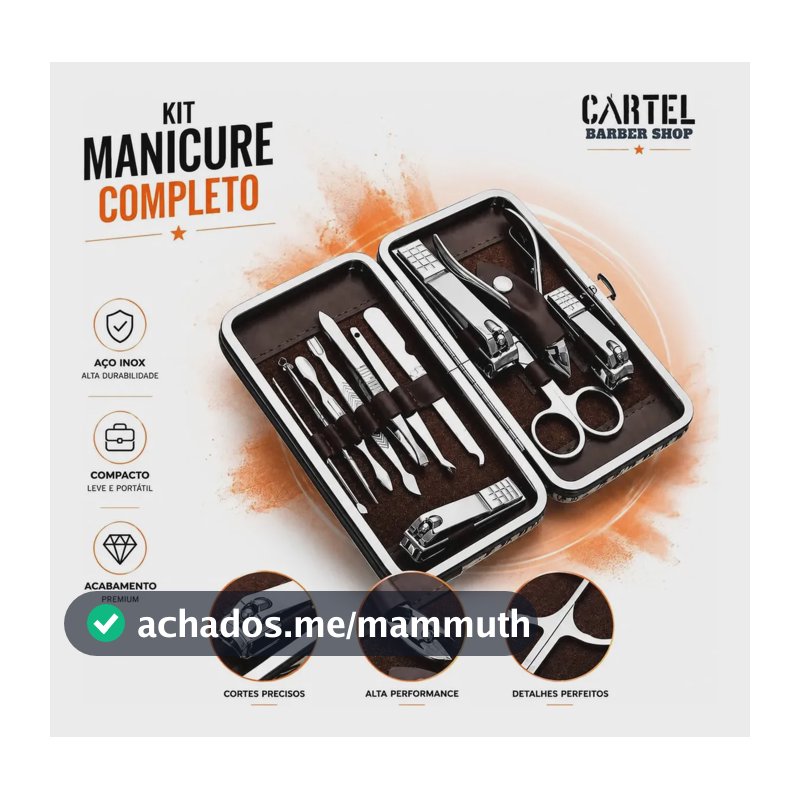 Kit Cortador De Unha Portátil Estojo AIicate Manicure 12 Pç - Desencravador De Unha Manicure Alicate Lixa Profissional Tesoura Empurrador De Cutículas Pinça Portátil Dobrável