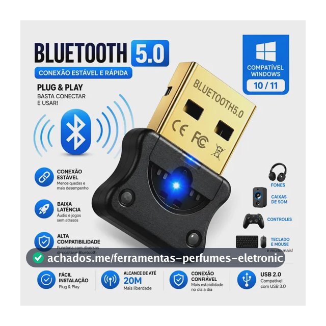 Adaptador De Bluetooth Dongle Usb 5.0 Pc Notebook Computador