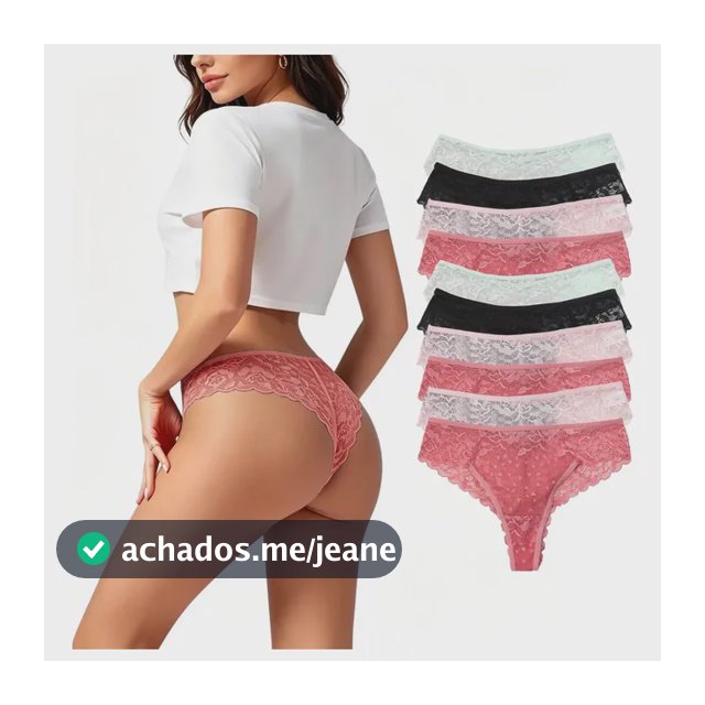 Kit 10 Calcinhas Feminina Sexy  Renda Algodão Antibacteriana