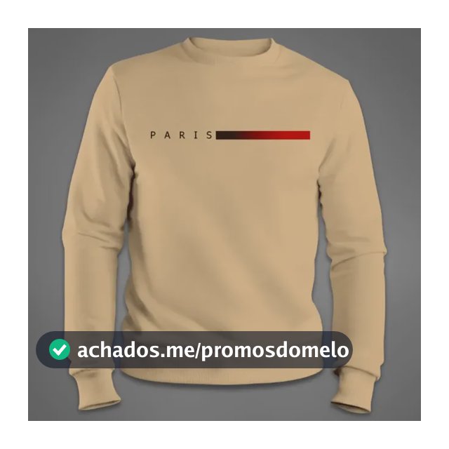Moletom Masculino Gola Redonda Flanelado Blusa Paris