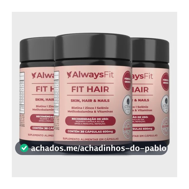 Vitamina Always Fit Fit Hair para Cabelo e Unhas, em Cápsula, Kit com 3 Potes de 30 Cápsulas
