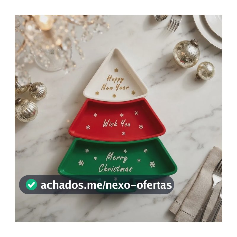 Petisqueira Árvore Natal 3 Peças Decorativa Multicolorido