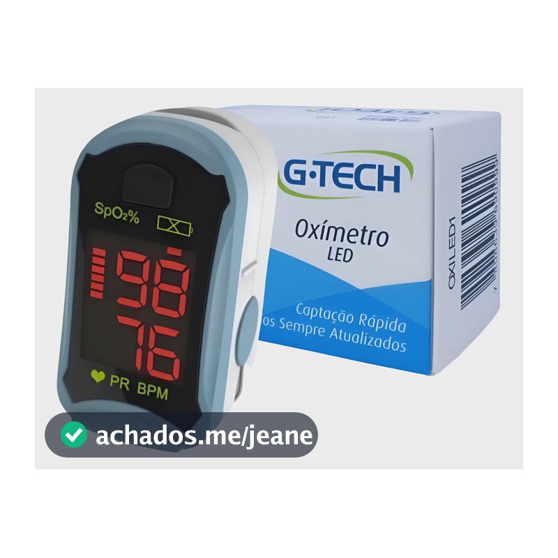Oxímetro De Pulso Dedo Medidor De Saturação G-tech Led Novo Branco/azul