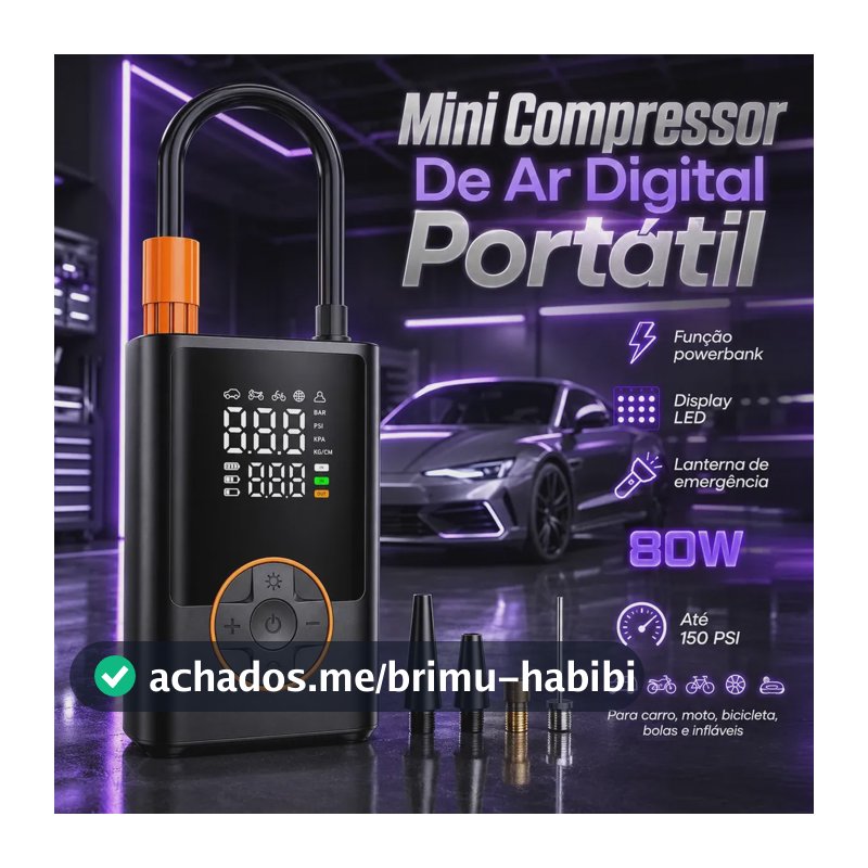 Compressor De Ar Portátil Blackone 4000mah USB-C Digital Carro Moto