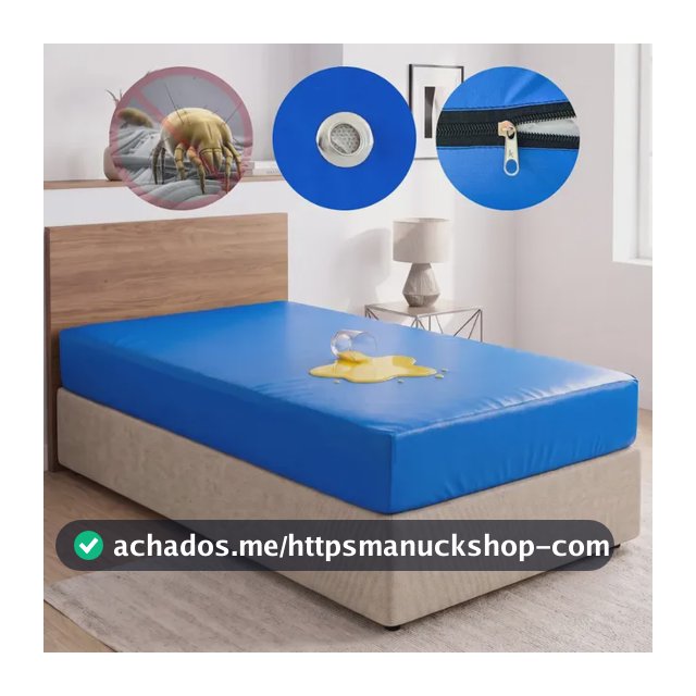 Capa Protetora Impermeável Para Colchão Solteiro Antialérgico Antiácaro Macio E Resistente Não Esquenta 1,88x88x14cm Cor Azul
