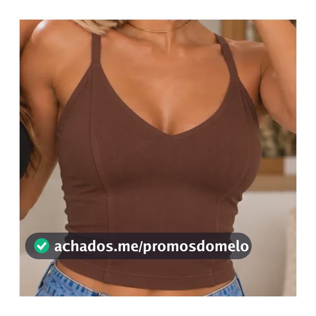 Kit 2 Regatas Cropped Feminino Com Bojo Alça Fina Poliamida