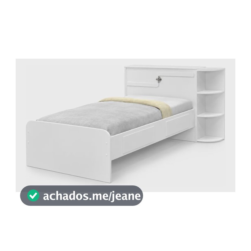 Cama Solteiro Cabeceira Baú Hortencia Branco / Lilás Flex Branco/lilás