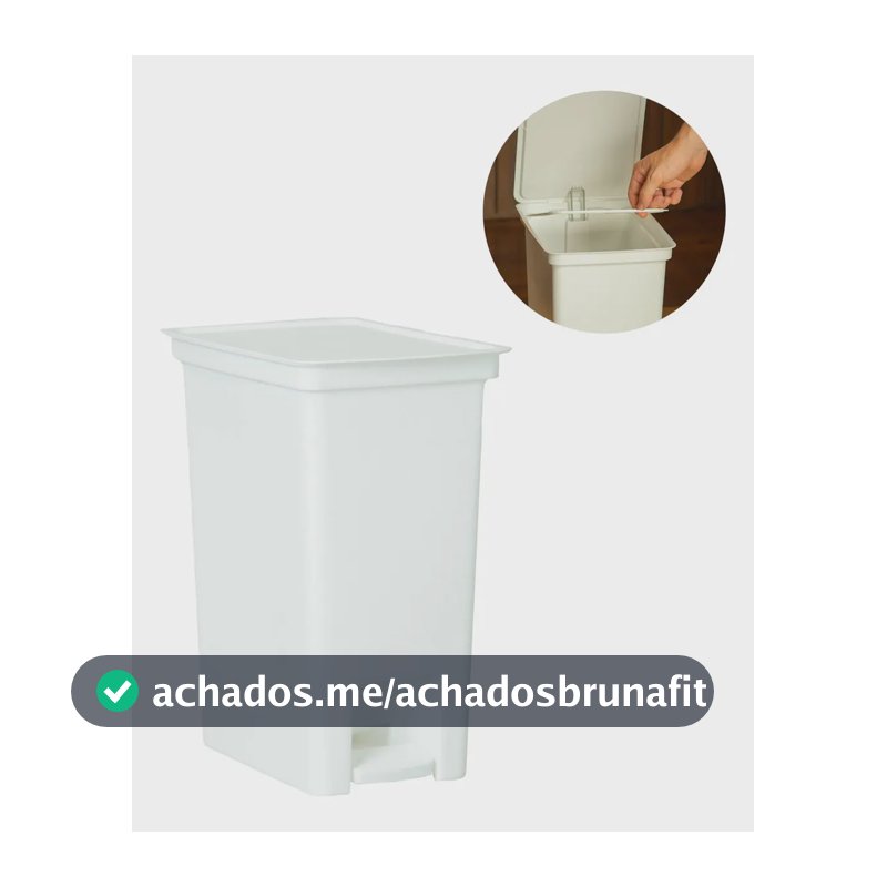 Lixeira 10 Litros Fly Paramount Com Pedal - Cesto de Lixo Plástico para Banheiro Cozinha Lavabo Tampa com acionamento por pedal e Aro Interno Para Travar Saco de Lixo