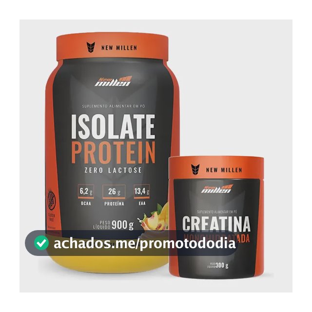 Kit Whey Isolado Zero Lactose 900g E Creatina 300g Pura