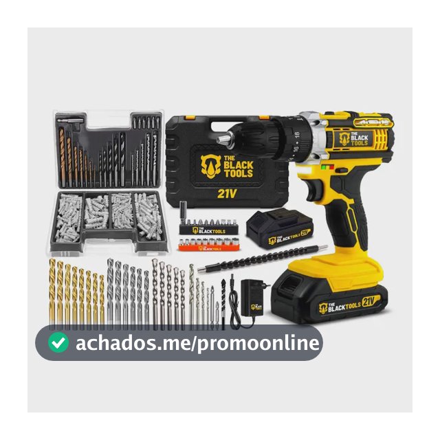 Parafusadeira Furadeira De Impacto Profissional 21v Tb21pw Com Kit Brocas E Buchas 300 Peças The Black Tools