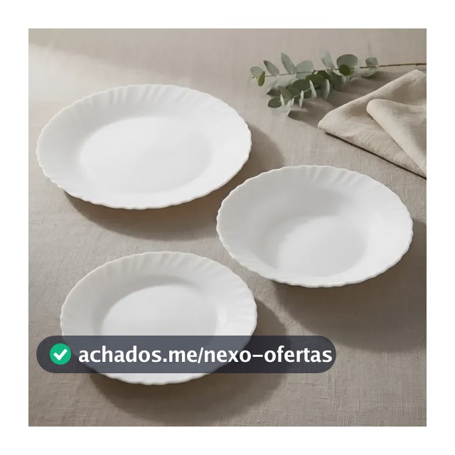Aparelho De Jantar 12 Peças Opaline Jogo Pratos Mesa Posta Branco