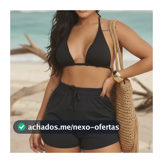 Biquini 3 Peças Conjunto Trikini Short Praia Tendência Moda