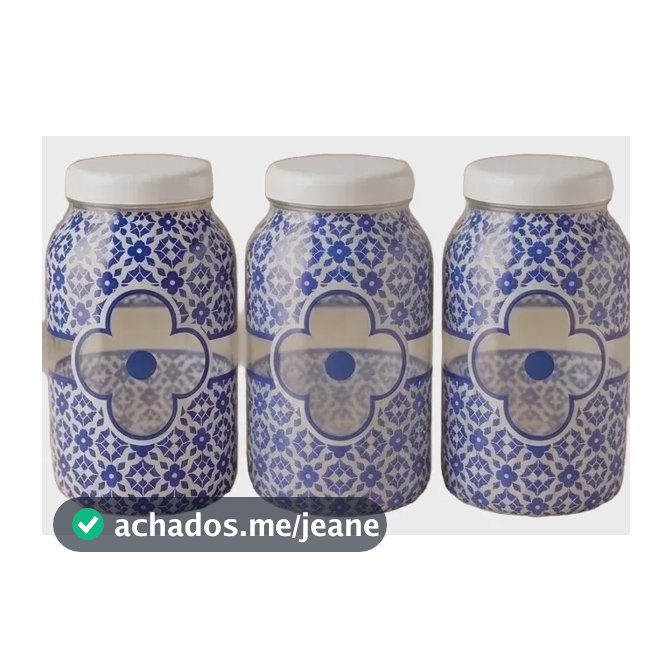 Kit 3 Potes De Vidro 3l Com Tampa Rosca - Vetrolar Azul