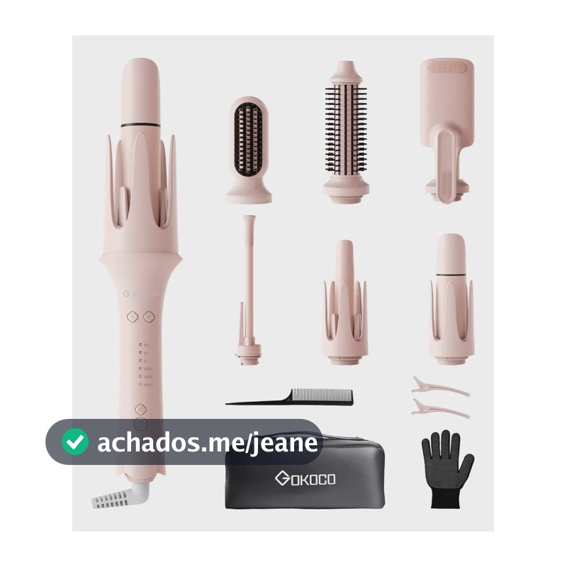 Modelador De Cabelo Automático 7em1com Cabeça Intercambiável Rosa