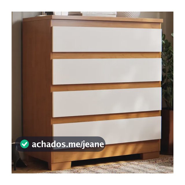 Cômoda 4 Gavetas Multiuso Para Quarto De Casal Organizadora De Roupas Com Pés Corrediças Telescópica Cor Off Nature
