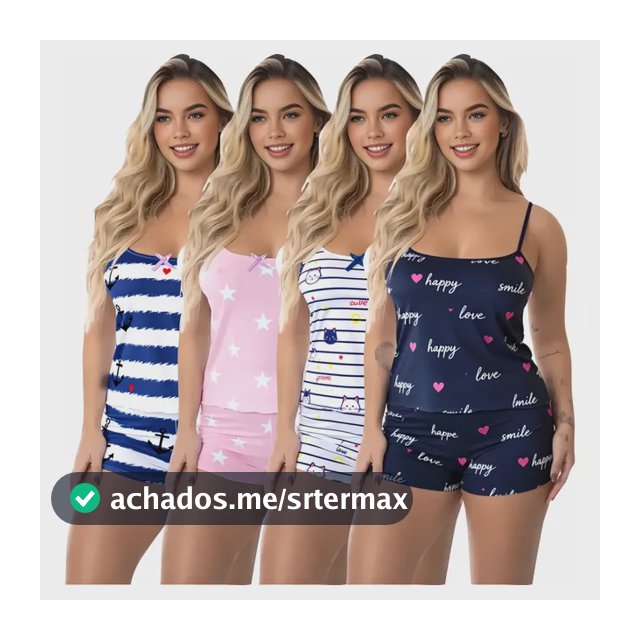 Kit 4 Baby Doll Conjunto Pijama Feminino Estampados