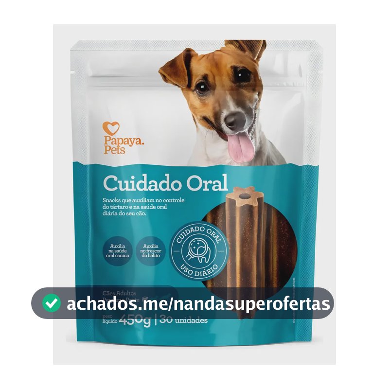 Snack Dental Cães Pequenos Papaya Pets 450g Limpeza Oral Antitártaro Petisco