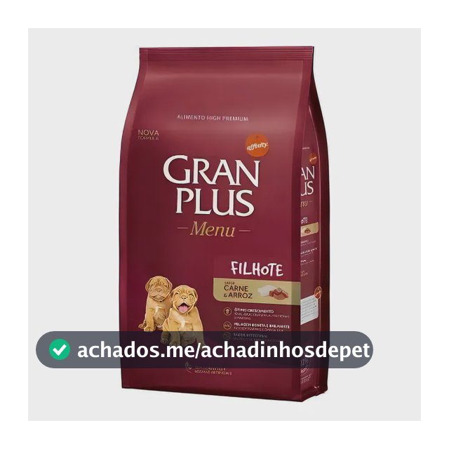 Ração Seca Gran Plus Menu Seca Filhote Cão Sabor Carne e Arroz 15kg