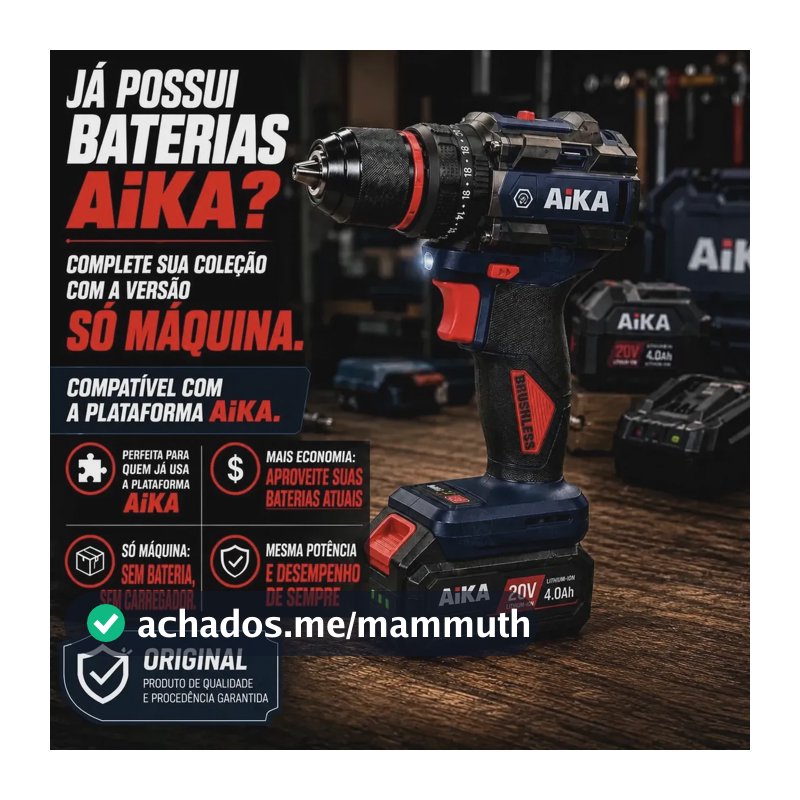 Furadeira Brushless Aika 13mm 60nm Alta Potência Só Máquina Azul-marinho 20v 50/60hz