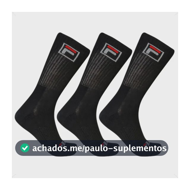 Kit Meia Fila Fbox 3 Pares Cano Alto Confortável Promoção Preto Logo 34-38