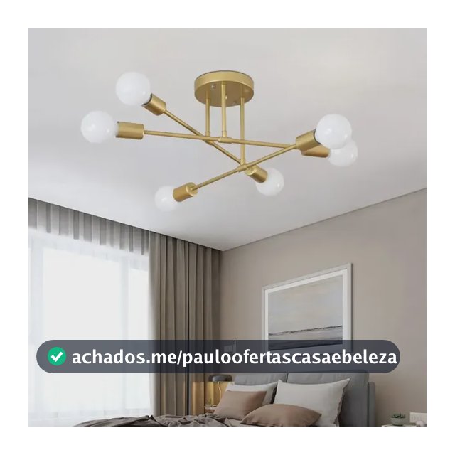 Luminária Lustre Teto Moderno Pendente Para Sala 6 Lâmpadas