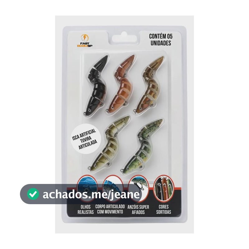 Isca Artificial Tuvira Articulada Tucunaré Dourado Caixa 5un Variado
