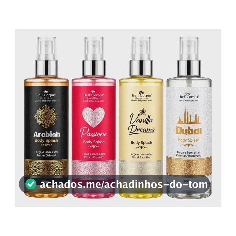 Kit C/4 Body Splash Árabe 200ml Perfume Feminino Importado Marcante Elegante Moderno Fragrância Intensa e Suave