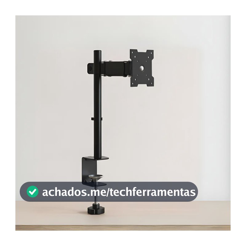 Suporte Para Monitor de Mesa Articulado Jhamba Para Telas de 13" a 27" com Rotação 360° e Fixação Por Morsa