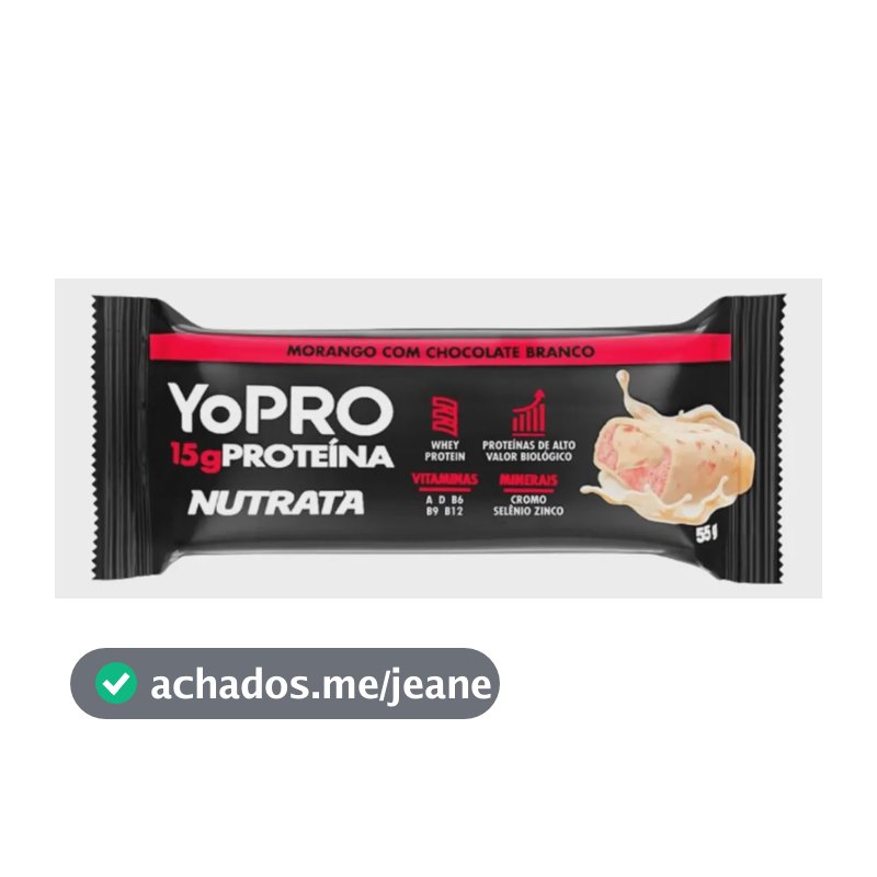NUTRATA YOPRO 55G C/ 12 BARRAS - MORANGO COM CHOCOLATE BRANCO
