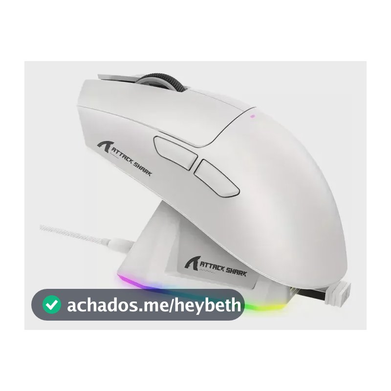 Mouse Gamer Sem Fio Attack Shark X11 22000 Dpi Ultraleve 63g Branco