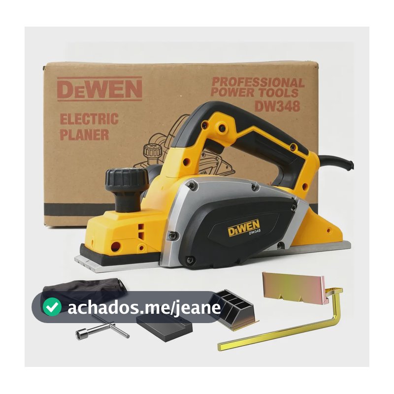 Plaina Elétrica 680w 16000rpm Com Motor Sem Escovas Dewen Amarelo 220v