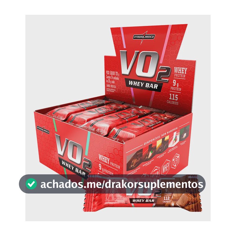 Suplemento Vo2 Whey Bar Chocolate 12 Unidades Integralmédica Chocolate