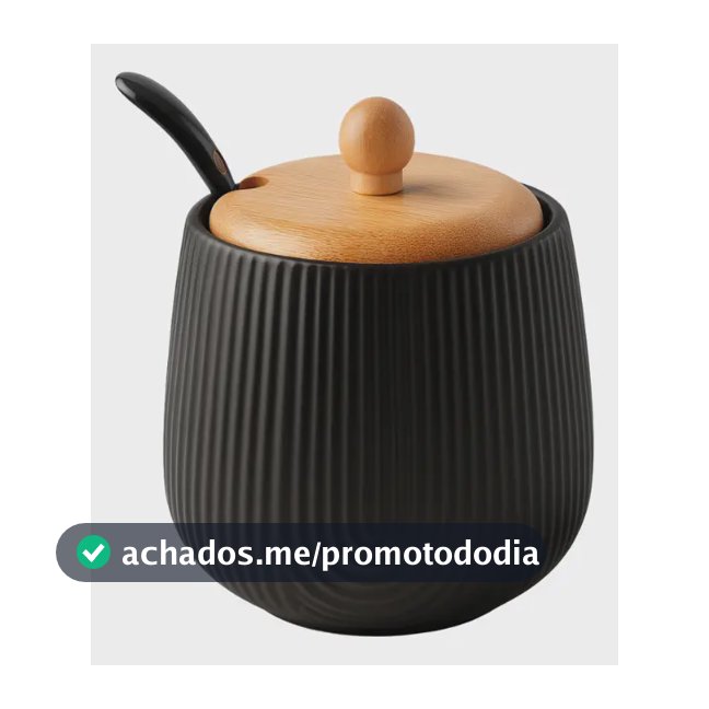 Açucareiro Cerâmica Com Colher E Tampa De Bambu Oasis Preto