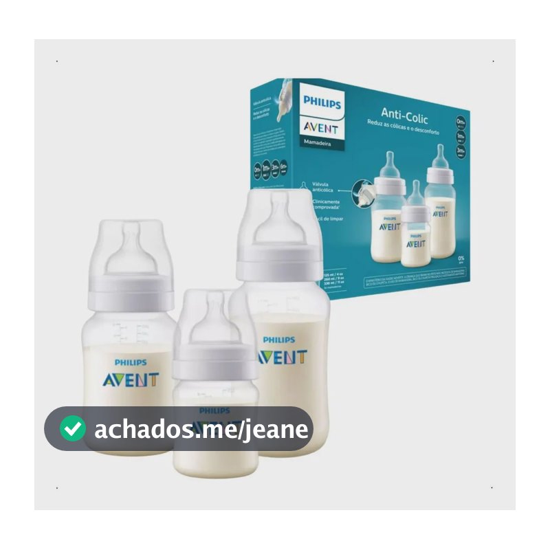 Kit 3 Mamadeiras Philips Avent Anti Cólica 125ml 260ml 330ml Cor Transparente