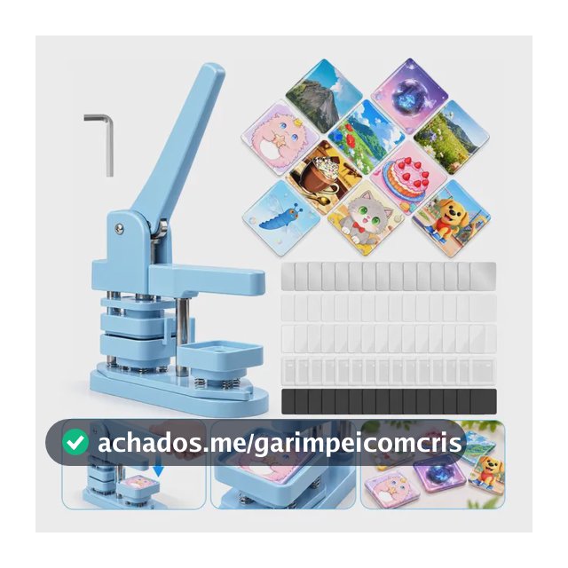 Máquina De Bottons Quadrada 50mm Azul Kit +100 Insumos