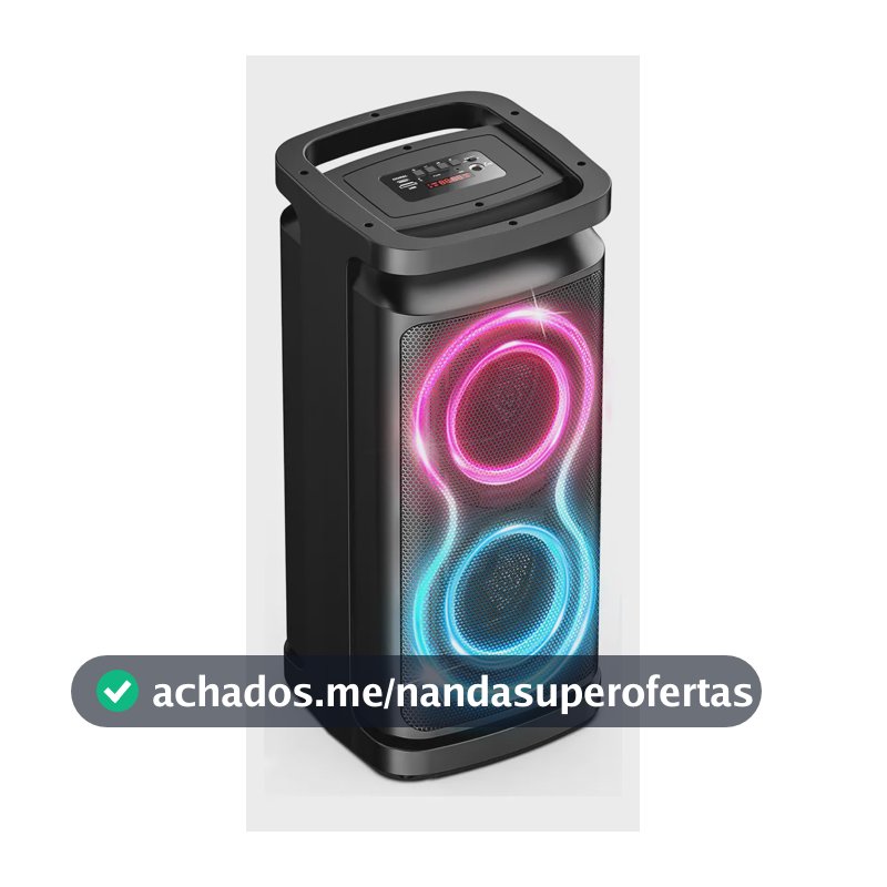 Caixa De Som Partybox Portátil Bluetooth 5.3 karaoke Recarregável Luzes Rgb Tws 600W boombox baixo pesado Mic USB TF AUX Preto