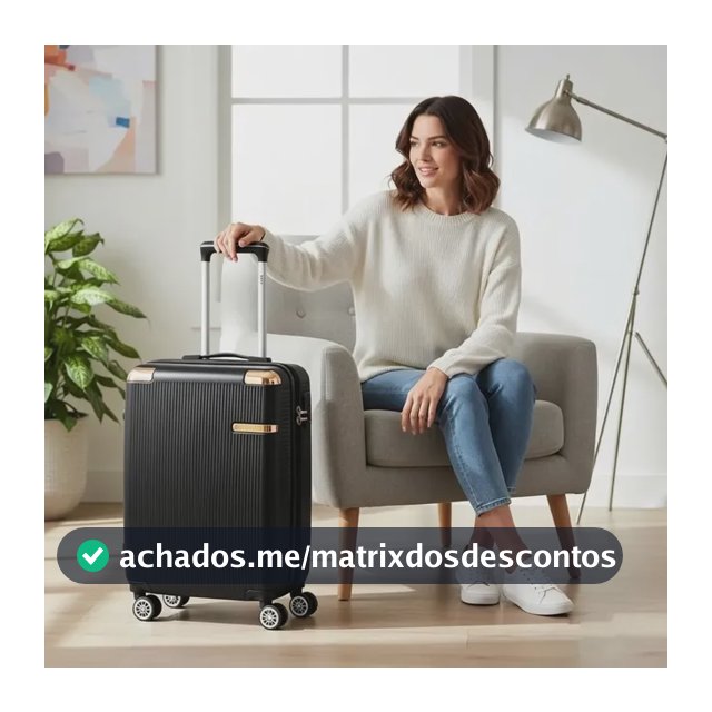 Mala Sweet Studio de Bordo Rígida Com Rodas 360° e Zíper Expansível Preto 2088