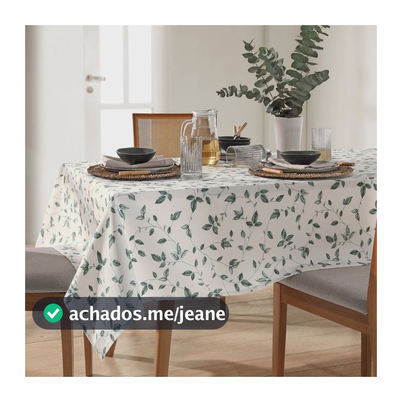 Toalha De Mesa Retangular Dohler Clean 6 Lugares 1,40x2,10 Verde Botanica