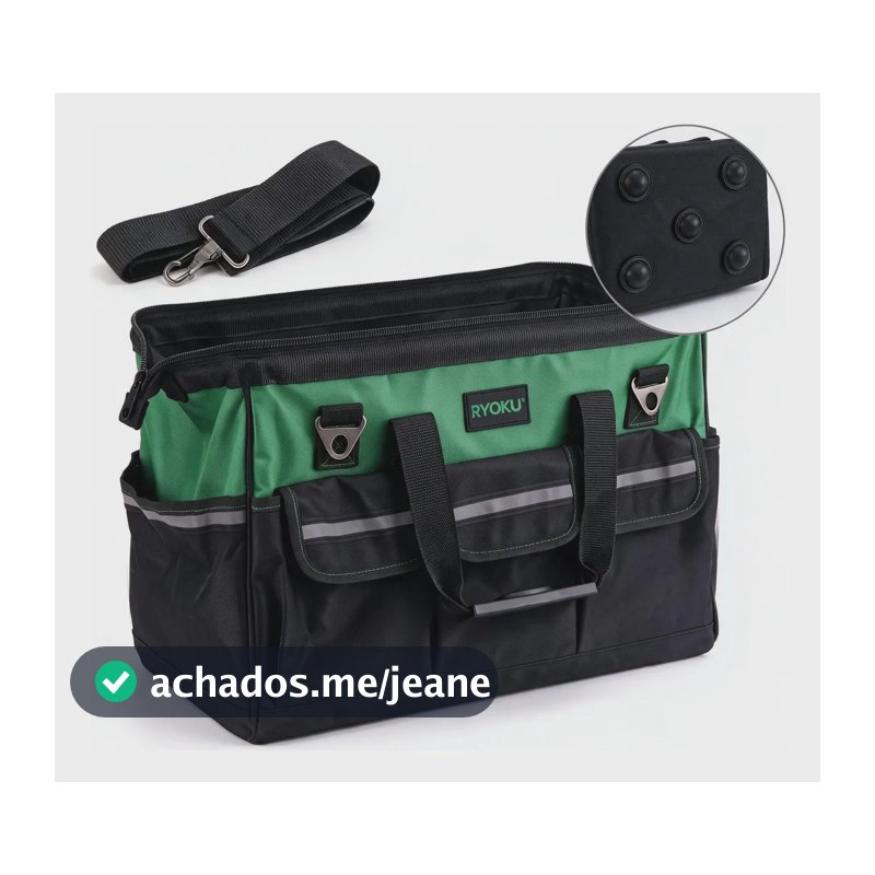Bolsa Para Ferramentas Lona Resistente Impermeável Ryoku 16 Polegadas Base Com Pinos