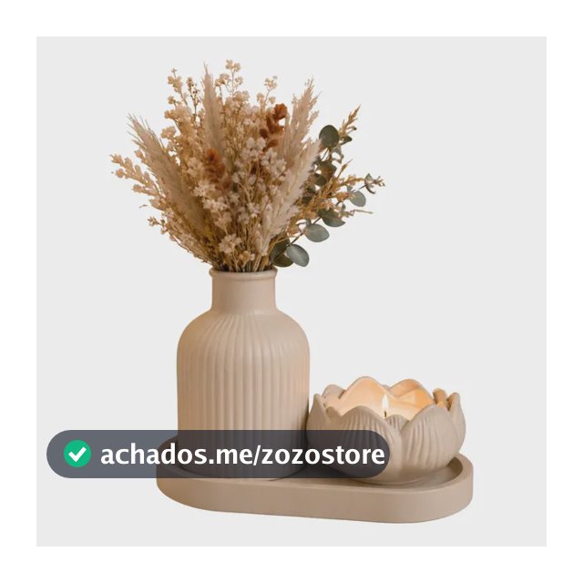 Kit Vaso Decorativo Bandeja Porta Vela Mesa Sala Moderno Areia Canelado