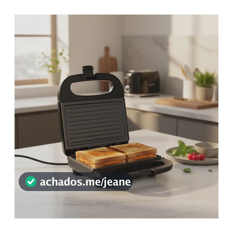 Sanduicheira E Grill Elétrica 110v Smart Plus Antiaderente Preto 110