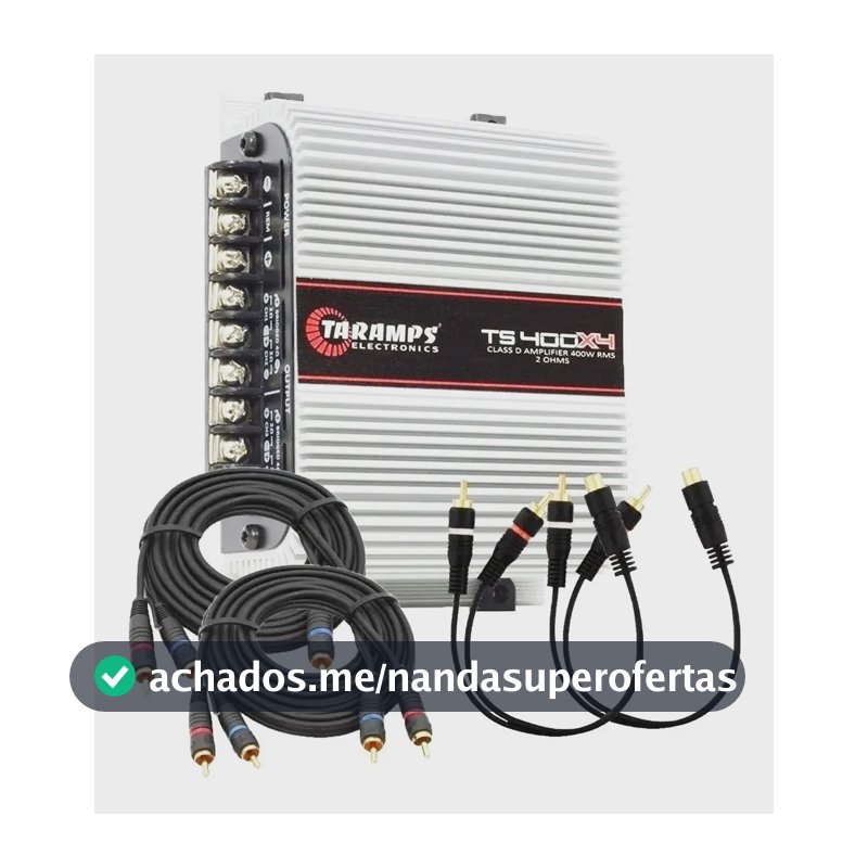 Amplificador Taramps Ts400 Com Kit Rca E Y Para Instalação