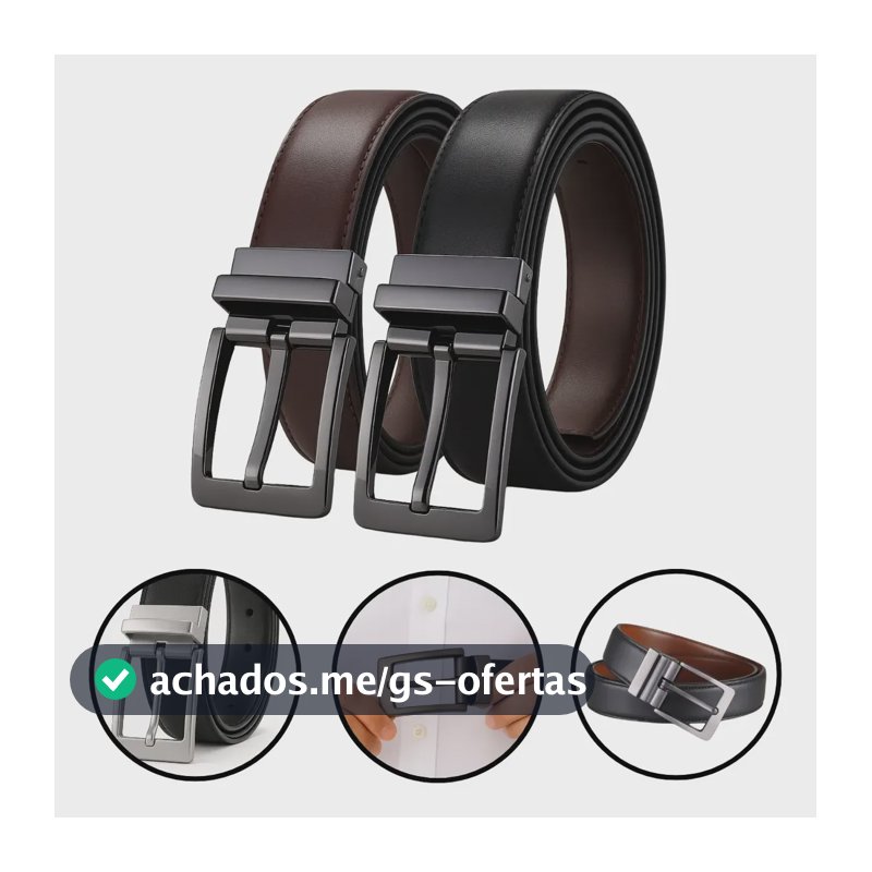 Cinto Masculino Couro Dupla Face 2 Em 1 Preto Marrom Social Preto/marrom 130 Cm