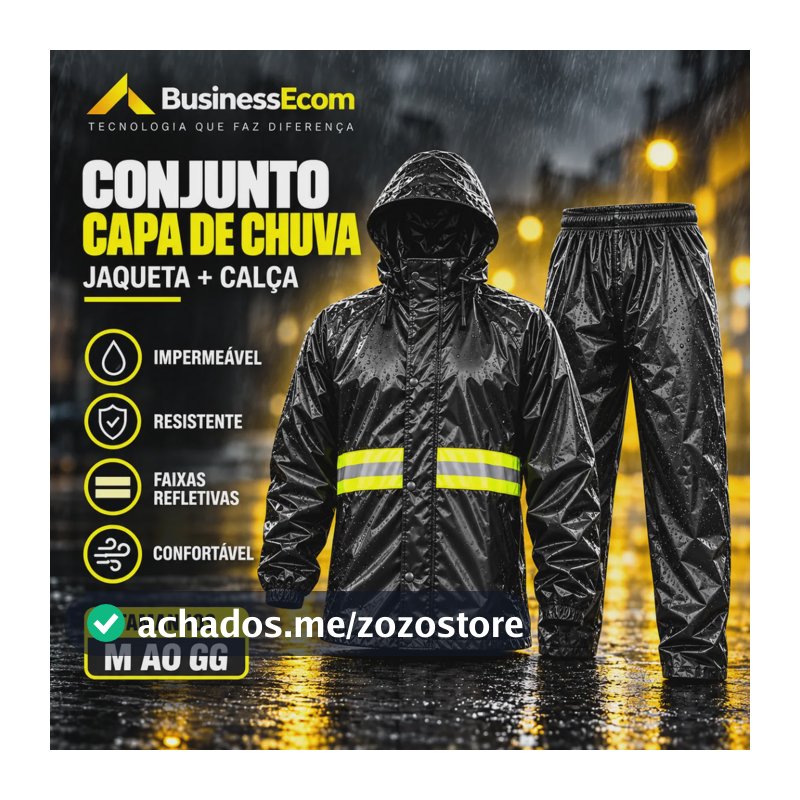 Capa De Chuva Motoqueiro Motoboy Moto Conjunto Impermeável Preto G