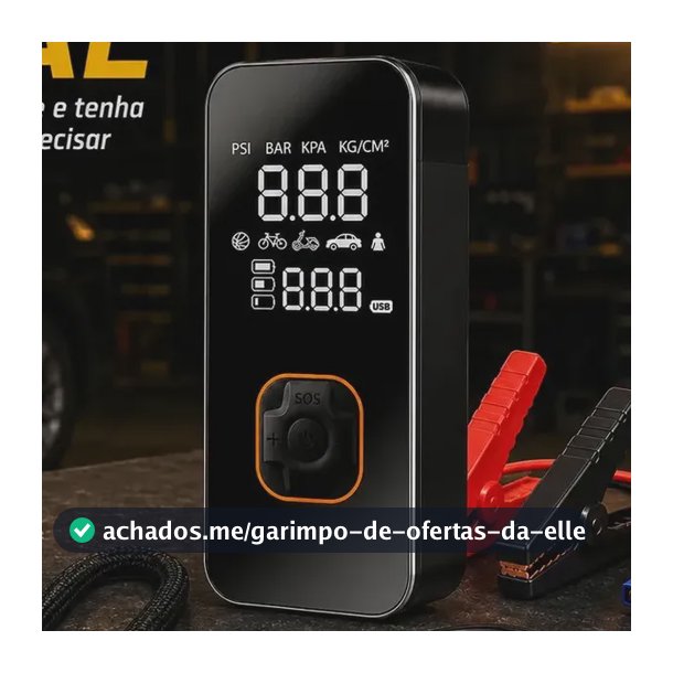 Compressor de ar Portátil Bateria Conector Veicular Bivolt 150 Psi Power Bank E Auxiliar De Partida Mais Emergencial