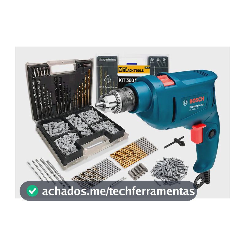 Furadeira De Impacto Bosch GSB 450 RE 450W 10mm Com Brocas e Buchas