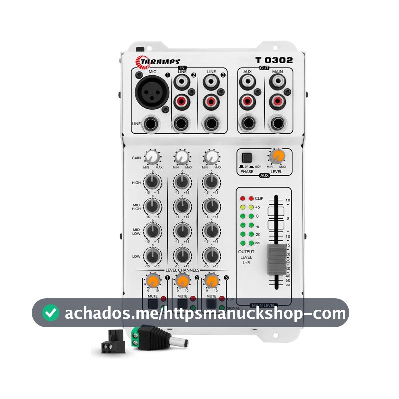 Mesa de Som Analógica Taramps T 0302 de 3 Canais Com Equalizador Para Som Automotivo