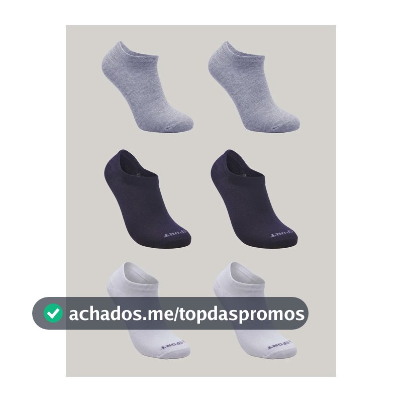 Kit De 6 Pares De Meias Masculino E Feminino Sapatilha Lupo Cinza/branco/preto Liso 41-44