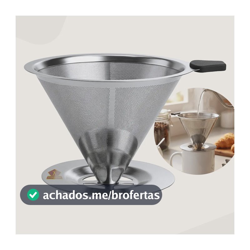 Coador De Café Inox 103 Com Filtro Permanente Reutilizável Aço Inox Premium Durável Fácil De Lavar